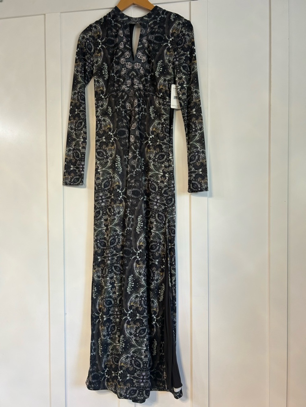 Free People Cabaret Maxi Dress multi-tone gray geometric print - Picture 2 of 7